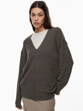 V-Neck Cozy Women's Sweater - Dark Olive